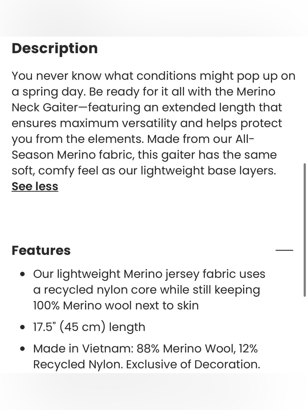 Smartwool Merino Gaiter - Picture 4 of 4